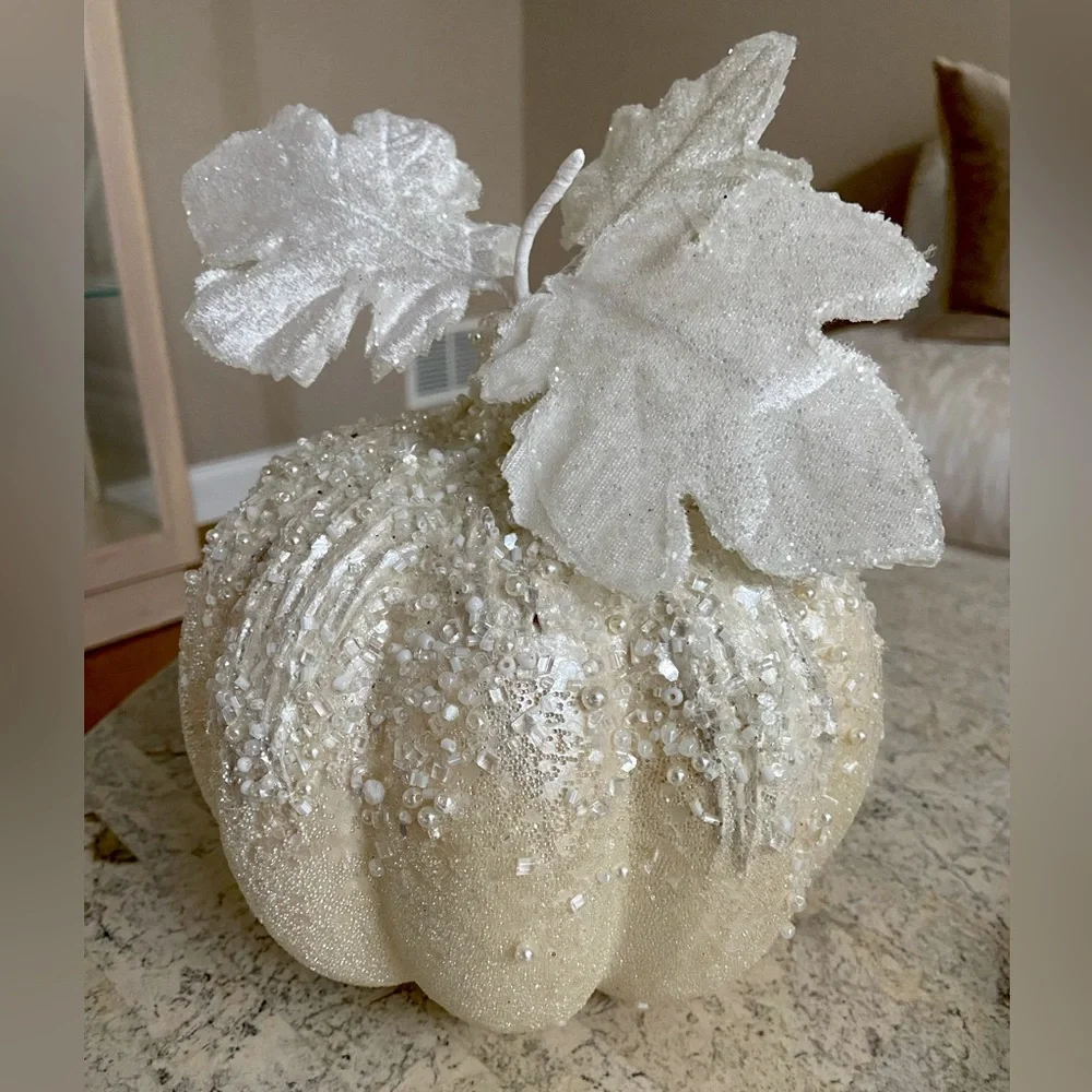 Z Gallerie White Embellished Pumpkin Home Decoration
